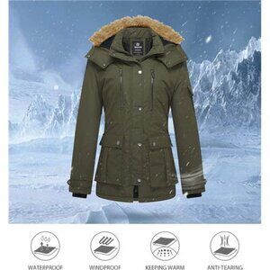 Women's Quilted Winter Coat Warm Puffer Jacket Thicken Parka with Removable Hood